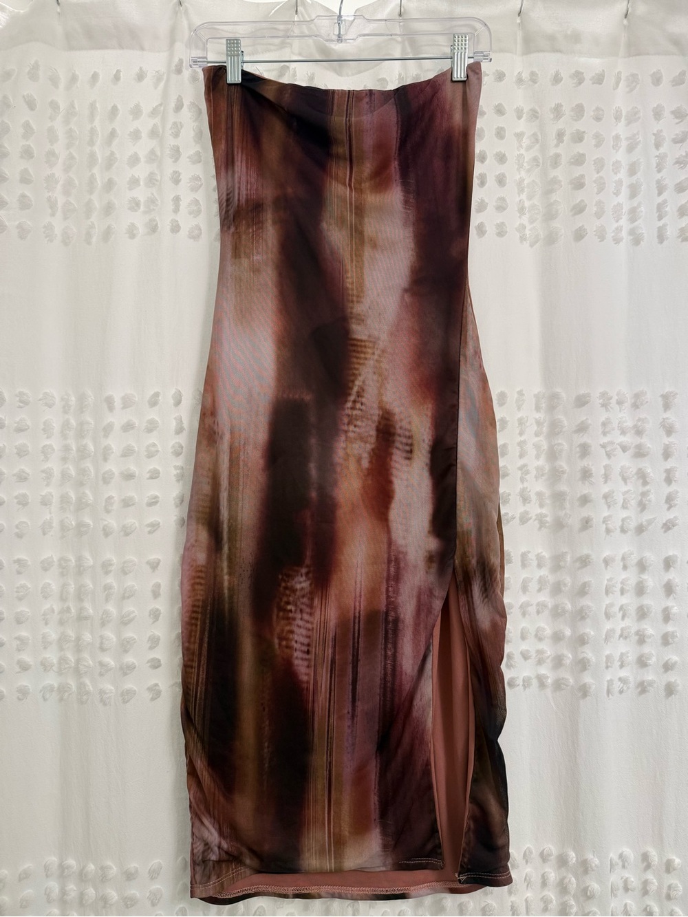 Windsor Strapless Brown Watercolor Midi Dress